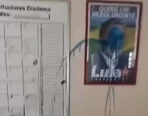 Sede do PT é depredada e foto do Presidente Lula e Dilma são vandalizados em Diadema/SP