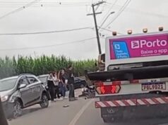 Acidente entre veículo e moto deixa motociclista ferido na estrada Guaratinguetá – Potim