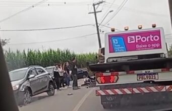 Acidente entre veículo e moto deixa motociclista ferido na estrada Guaratinguetá – Potim