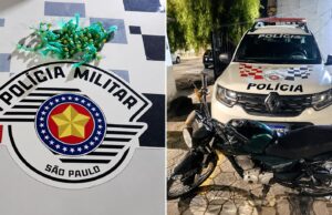 Após bater motocicleta em barranco durante fuga, homem é preso por tráfico de drogas em Guaratinguetá